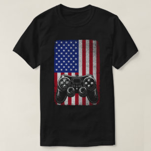 T-shirt 4 juillet Jeu vidéo Gamer États-Unis Drapeau améri