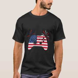 T-shirt 4 juillet Jeux Vidéo Joueur drapeau américain