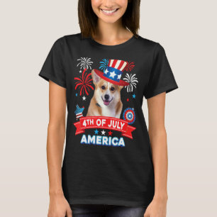T-shirt 4 juillet jour de fête patriotique Corgi chien d'i