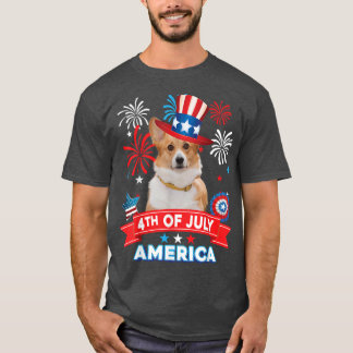 T-shirt 4 juillet Jour de la fête patriotique Chien Corgi 