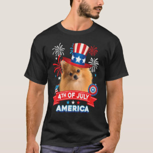 T-shirt 4 juillet Jour Patriotique Chien Poméranien Indépe