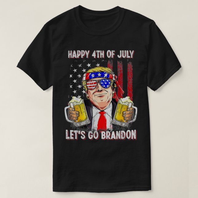 T-shirt 4 juillet Joyeux Allons-y Bière Brandon Trump Bièr (Design devant)
