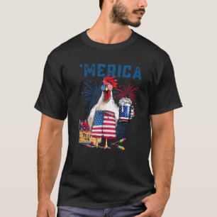 T-shirt 4 juillet juste ici pour cogner poulet drapeau Usa