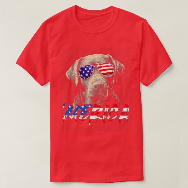 T-shirt 4 juillet Labrador Retriever American Flag Patriot (Design devant)