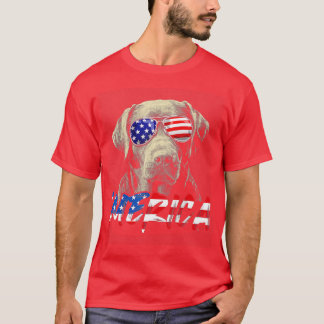 T-shirt 4 juillet Labrador Retriever American Flag Patriot