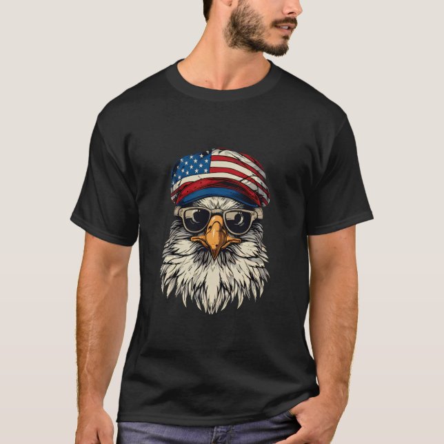 T-shirt 4 Juillet L'Aigle Drapeau Américain 4 Juil (Devant)