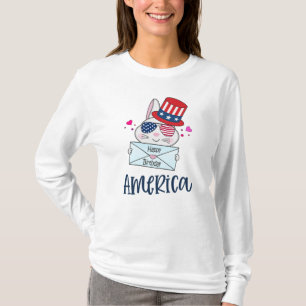 T-shirt 4 juillet lapin avec les Etats-Unis Drapeau lunett