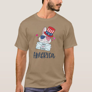 T-shirt 4 juillet lapin avec les Etats-Unis Drapeau lunett
