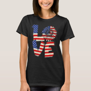 T-shirt 4 juillet Love Sunflower Patriotique drapeau améri