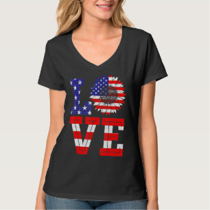 T-shirt 4 juillet Love Sunflower Patriotique drapeau améri