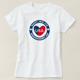 T-shirt 4 juillet Love USA Patriotique rouge blanc bleu T-
