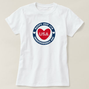 T-shirt 4 juillet Love USA Patriotique rouge bleu
