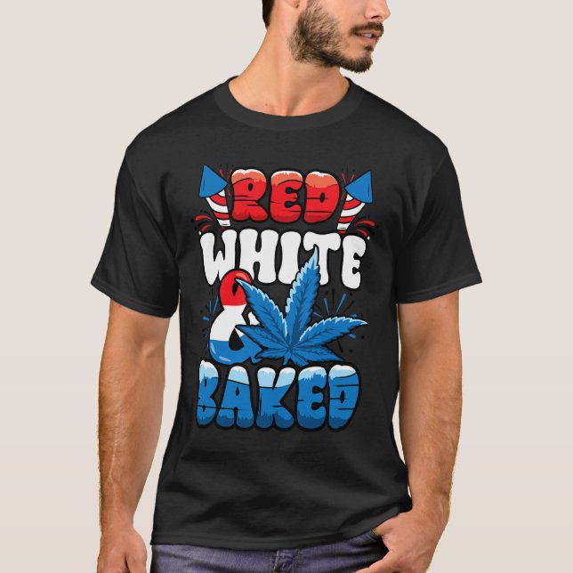 T-shirt 4 juillet mauvaise herbe rouge blanc Byny (Devant)