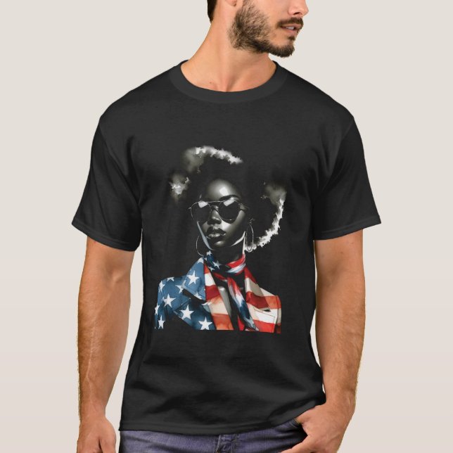 T-shirt 4 juillet Melanin Afro African American Flag USA (Devant)