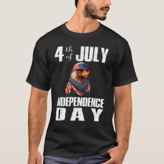 T-shirt 4 juillet Merica Aigle chauve Drapeau USA Indépend
