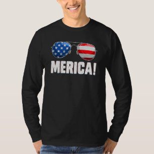T-shirt 4 juillet Merica Drapeau Lunettes de soleil Garçon