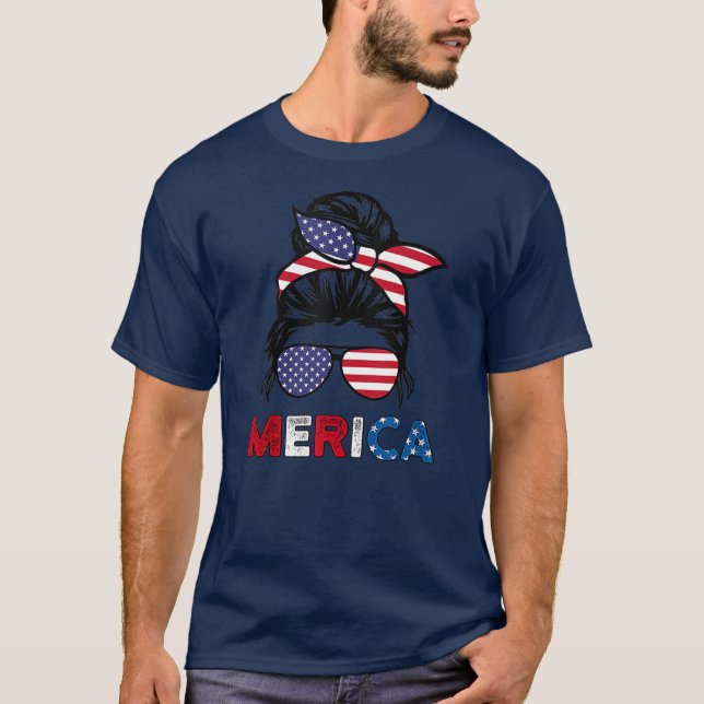 T-shirt 4 juillet Merica Lunettes de soleil Classy Maman V (Devant)