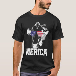 T-shirt 4 juillet Merica vintage vache drapeau américain