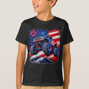T-shirt 4 juillet Monster Truck Drapeau USA Garçons tout-p