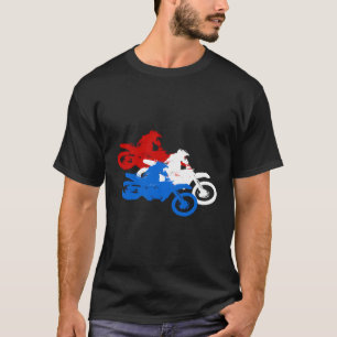 T-shirt 4 juillet Motocross American Flag Dirt Bike Rouge