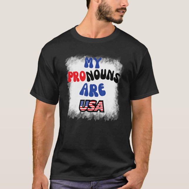 T-shirt 4 juillet My Pronounounours Are USA Drapeau pour H (Devant)