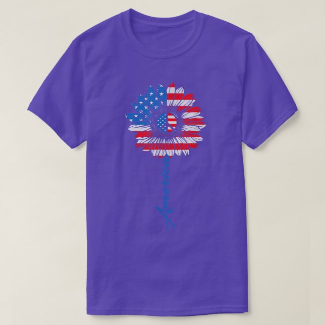 T-shirt 4 juillet PAIX SUNFLOWER American Freedom USA  (Design devant)