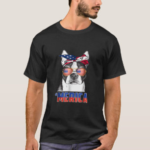 T-shirt 4 juillet Patriot Boston Terrier Amoureux des chie