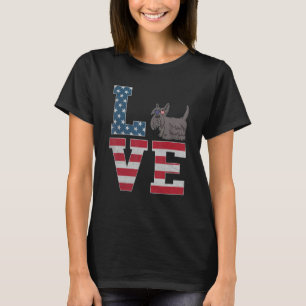 T-shirt 4 juillet Patriotic Love Scottish Terrier Dog Us