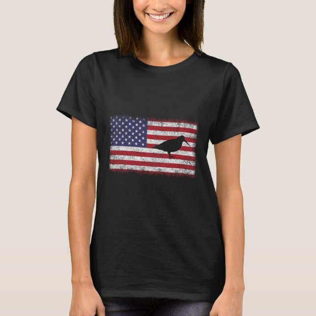 T-shirt 4 juillet Patriotique Américain Oiseau de Bois Amo (Devant)