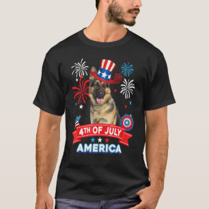 T-shirt 4 juillet Patriotique Day Allemand Berger Chien In