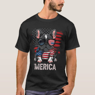 T-shirt 4 juillet Patriotique Français Chien Merica