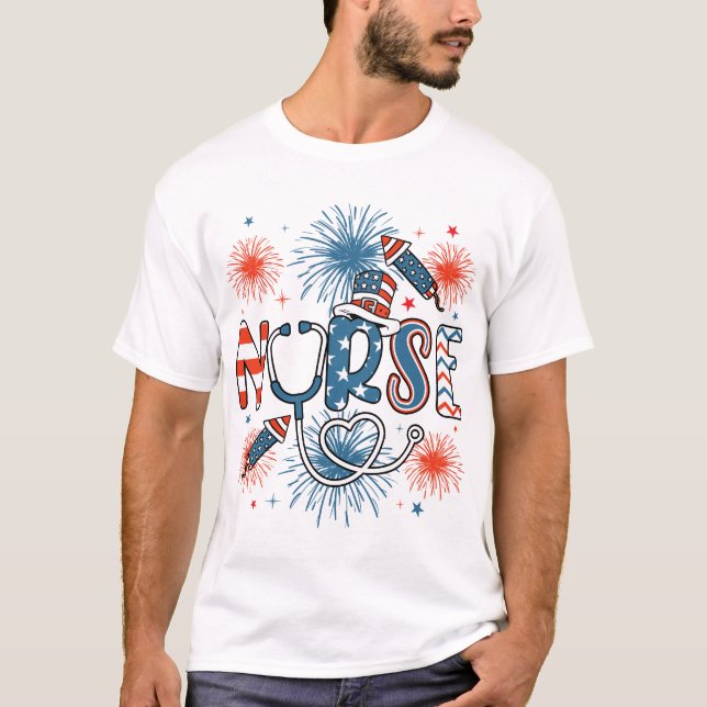 T-shirt 4 juillet Patriotique Nurses Men (Devant)
