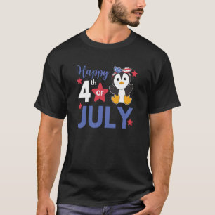 T-shirt 4 juillet Penguin Américain Pour Enfants Cute Styl