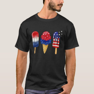 T-shirt 4 juillet Popsicle American Flag Patriotic Summe