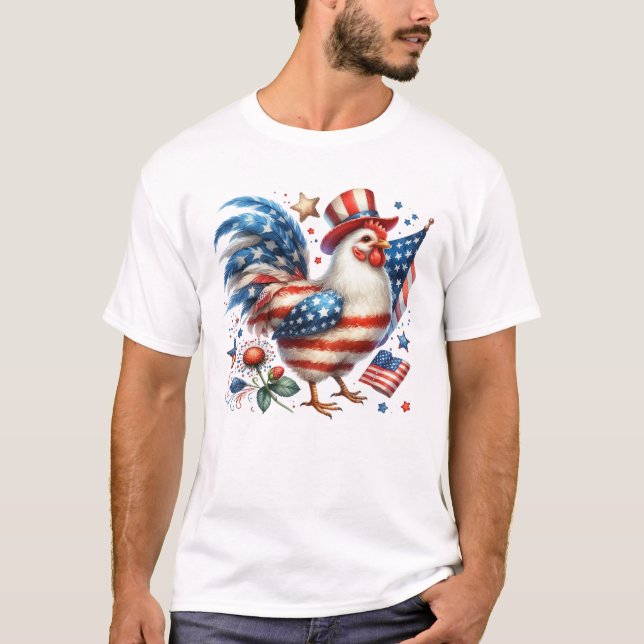 T-shirt 4 juillet Poulet Clipart-61531 (Devant)