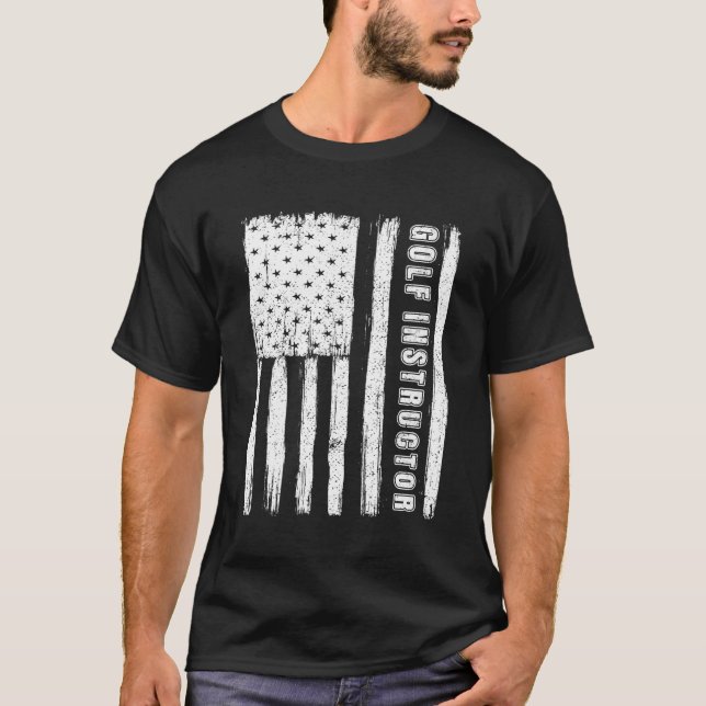 T-shirt 4 Juillet Pour American Flag Golf Instructeur (Devant)