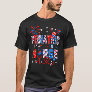 T-shirt 4 juillet Pour Femmes Stethoscope Patriotique Pedi