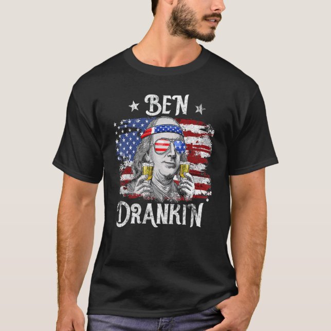 T-shirt 4 juillet Pour Hommes Ben Drankin Benjamin Frankli (Devant)