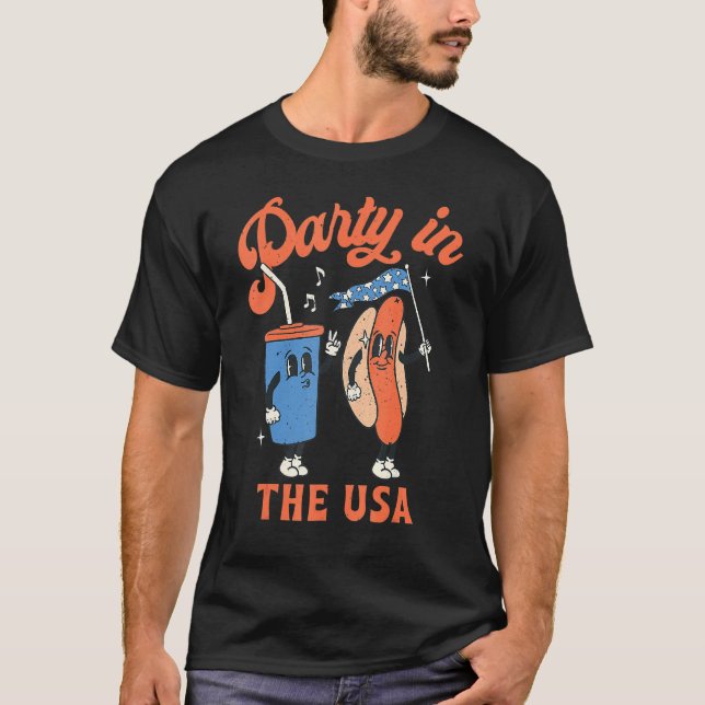 T-shirt 4 juillet Pour Hotdog Party Aux Etats-Unis (Devant)