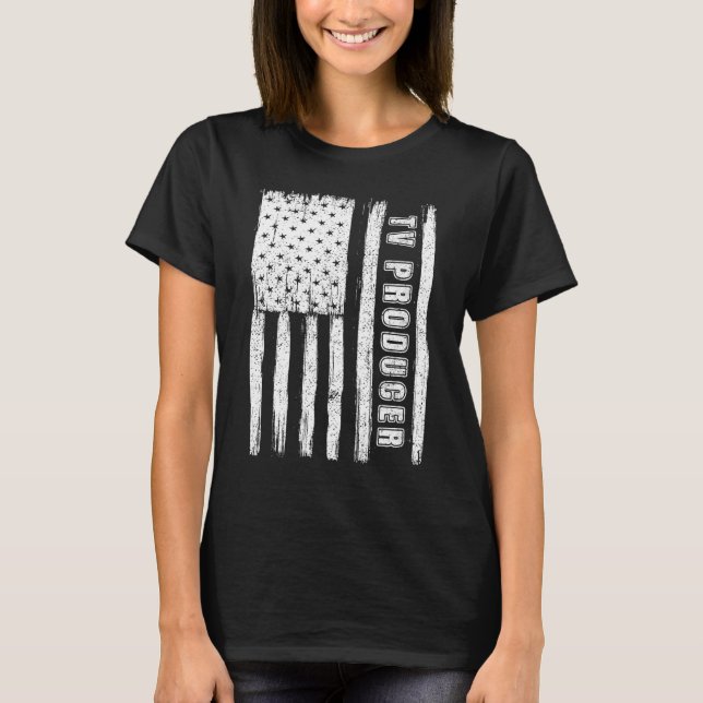 T-shirt 4 juillet pour Men American Flag producteur tv (Devant)