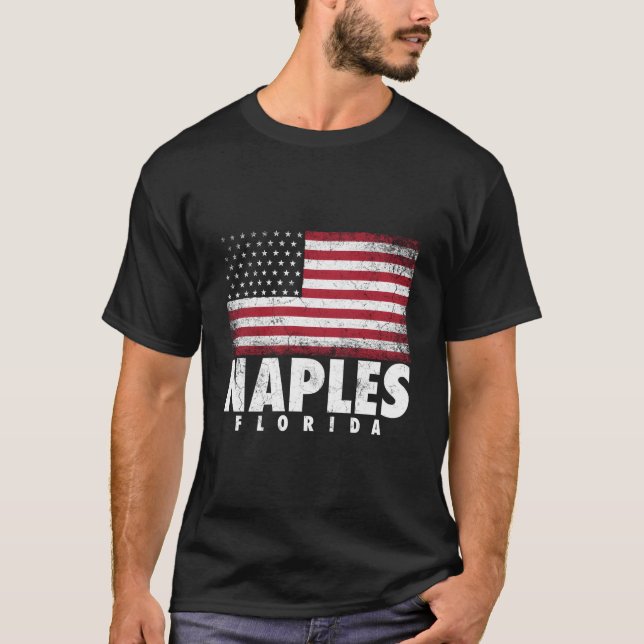 T-shirt 4 Juillet pour Naples Floride Drapeau Américain (Devant)