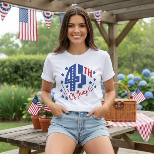T-shirt 4 juillet rétro rouge blanc et bleu patriotique