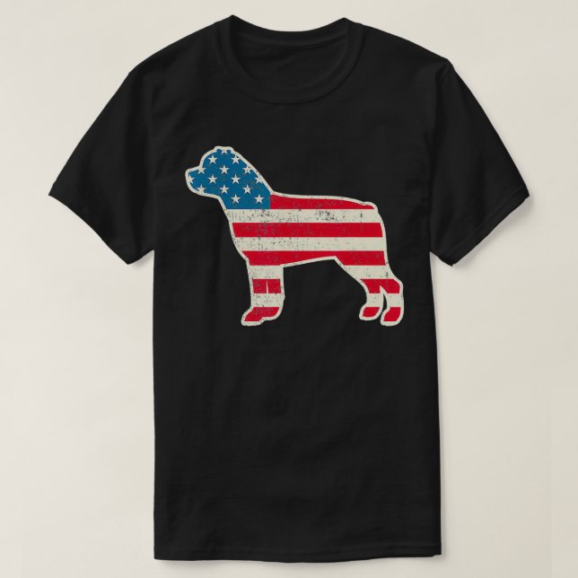 T-shirt 4 juillet Rottweiler American Flag Dog USA (Design devant)