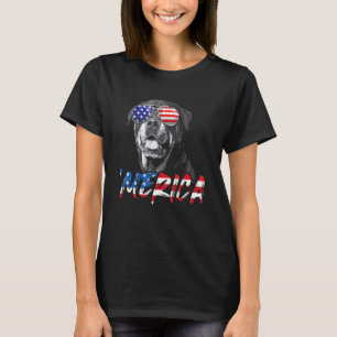 T-shirt 4 juillet Rottweiler Merica American Flag Patrio