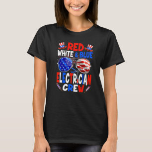 T-shirt 4 juillet Rouge Blanc Bleu Électricien Rétro Homme