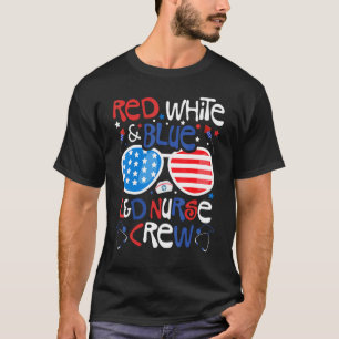 T-shirt 4 juillet Rouge Blanc Bleu L&d Infirmière équipage
