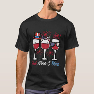 T-shirt 4 Juillet Rouge Blanc Bleu Lunettes Nous Drapeau P