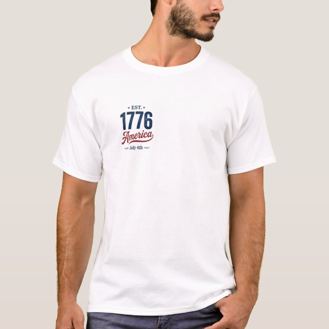 T-shirt 4 juillet rouge blanc et bleu  (Devant)