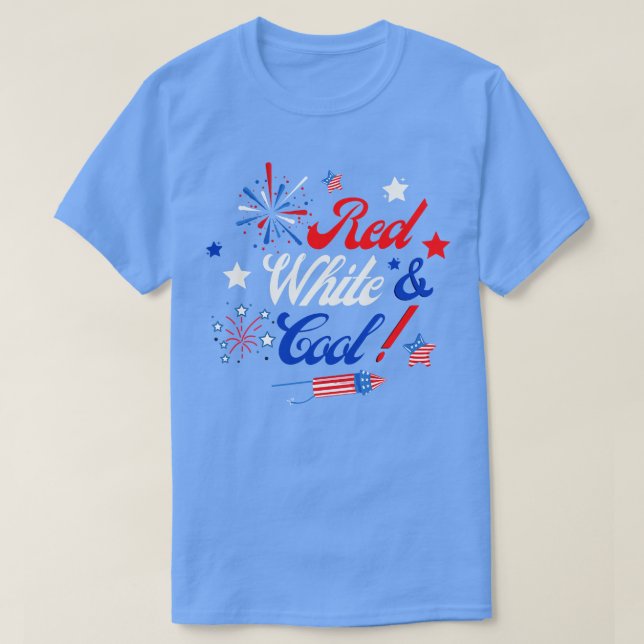 T-shirt 4 juillet Rouge Blanc Et Cool (4) (Design devant)