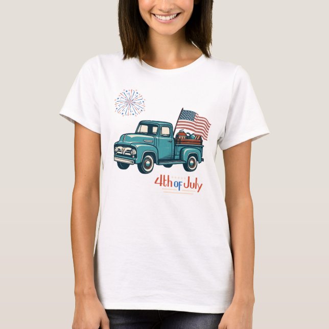 T-shirt 4 juillet rustique/vintage (Devant)